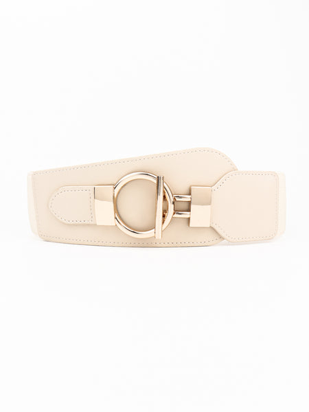 PU Elastic Wide Belt with Alloy Buckle