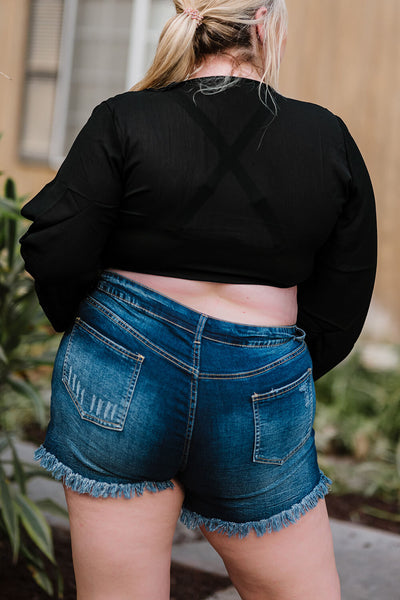 Plus Size Tie Front Crop Top