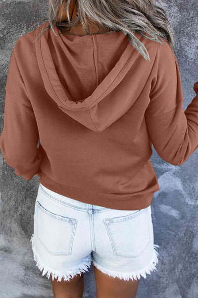 Dropped Shoulder Long Sleeve Hoodie with Pocket