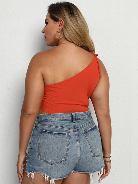 Plus Size One-Shoulder Crop Top