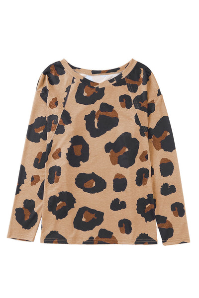 Leopard V-Neck Long Sleeve T-shirt