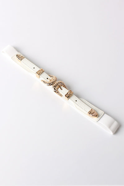 Double Buckle PU Leather Belt