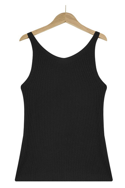 Sleeveless V-Neck Ribbed Top