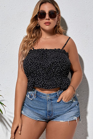 Plus Size Polka Dot Frill Trim Peplum Cami