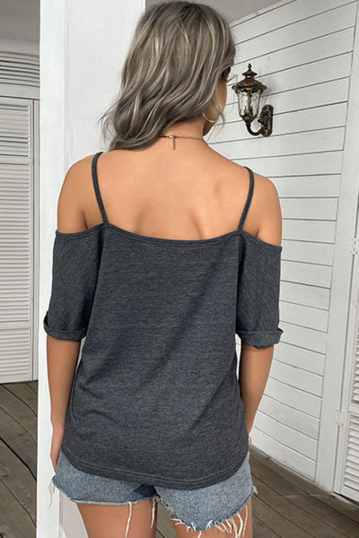 Cold-Shoulder Twist Front Tee Shirt