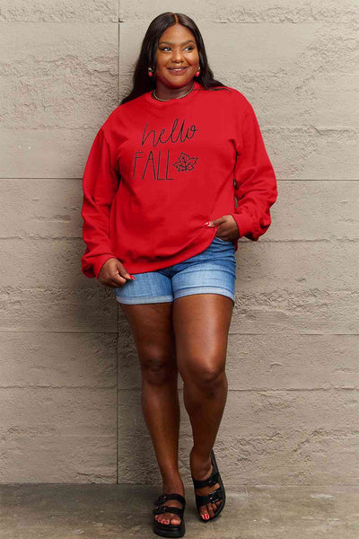 Simply Love Full Size HELLO FALL Graphic Sweatshirt