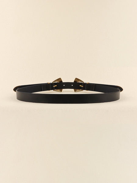 Double Buckle PU Leather Belt