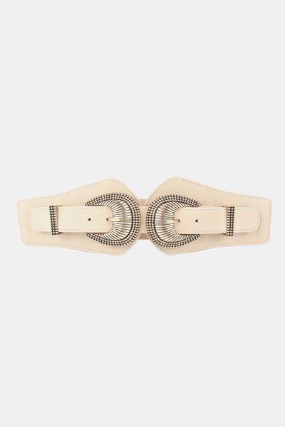 Shell Double Buckle Elastic Wide Belt