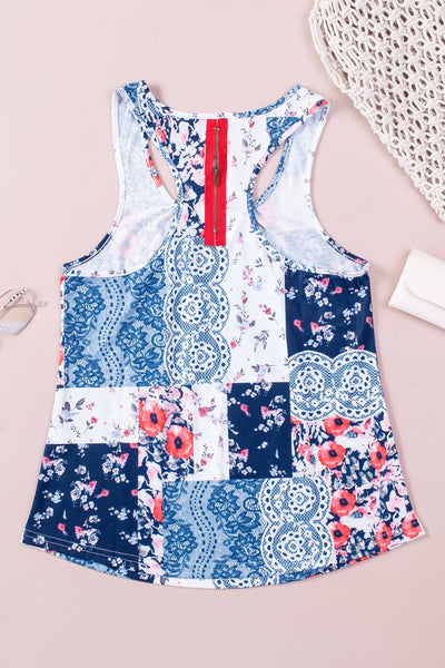 Floral Patchwork Racerback Tank Top