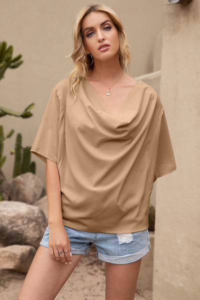 Cowl Neck Batwing Sleeve Top