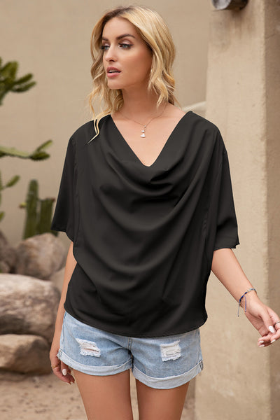 Cowl Neck Batwing Sleeve Top