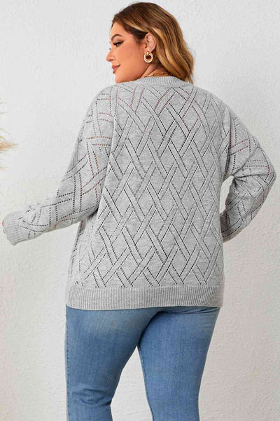 Plus Size Plaid V-Neck Knit Top