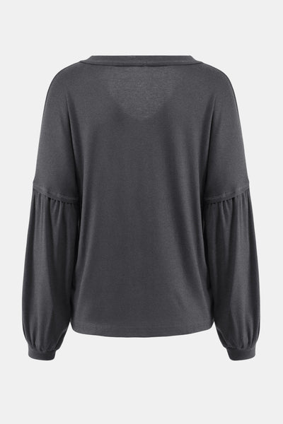 Bishop Sleeve V-Neck Top