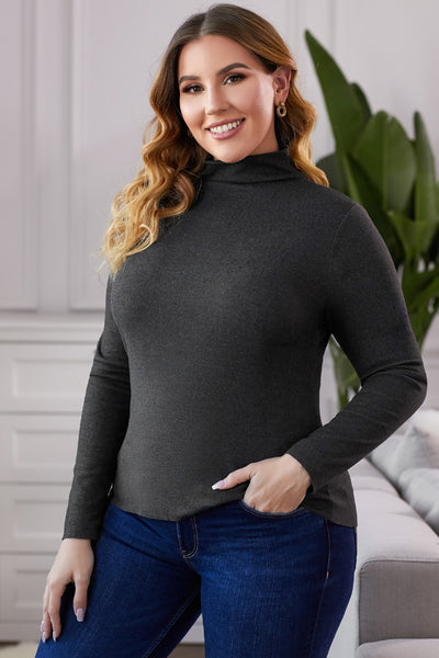 Plus Size Mock Neck Long Sleeve Top