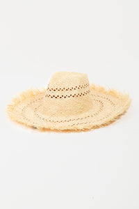 Fame Openwork Raw Hem Weave Hat