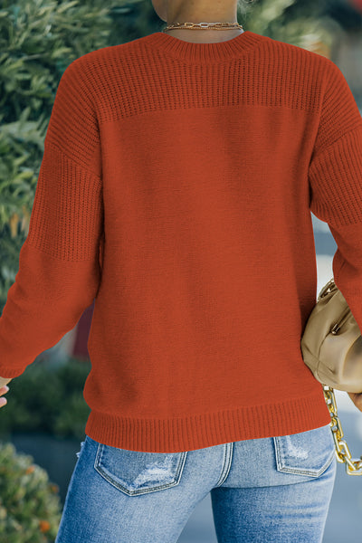 Mock Neck Ribbed Detail Sweater
