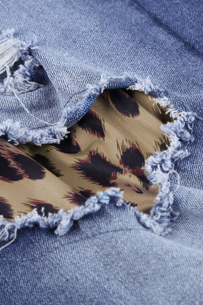 Leopard Patchwork Distressed Jeans