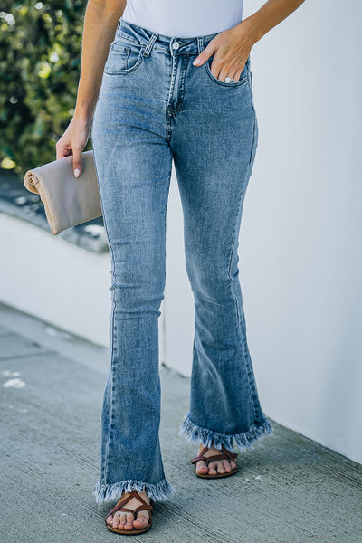 Frayed Hem Flare Jeans