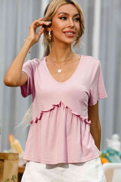 Frill Trim Short Sleeve Tee