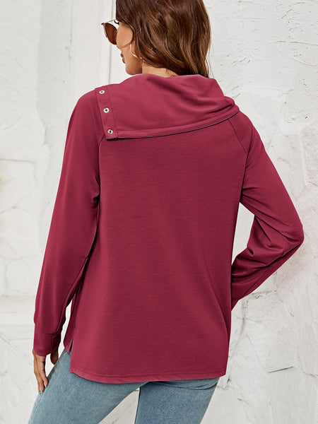 Raglan Sleeve Slit High-Low Sweatshirt