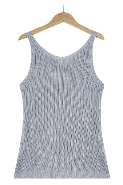 Sleeveless V-Neck Ribbed Top