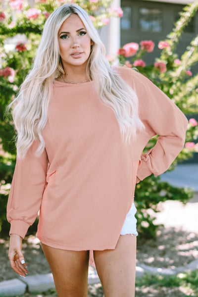 Curved Hem Dolman Sleeve Top