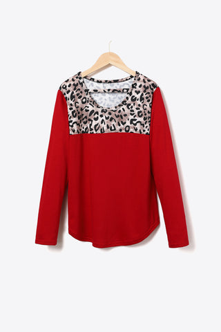 Leopard Cutout Curved Hem Top