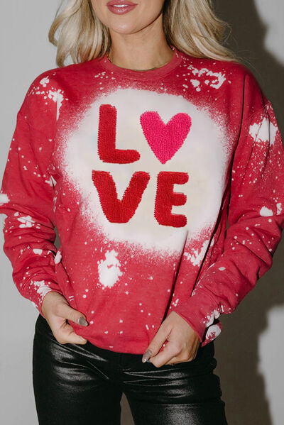 LOVE Round Neck Dropped Shoulder Sweatshirt